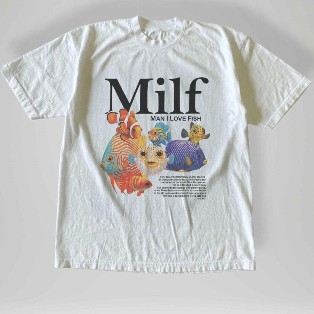 Vintage Style MILF Man I Love Fish Funny Fishing Fisherman Humor Nature T-Shirt